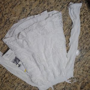 White cold shoulder Nowadays lace top